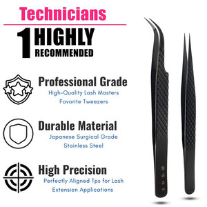 Pinzas para Extensión de Pestañas con Patrón Antideslizante, Punta de Fibra de Acero Inoxidable, Pinzas para Volumen de Pestañas, Logotipo Personalizado, Grado Profesional, Antiestáticas - Product Image 3