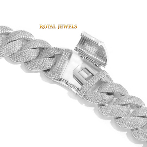 Collar de cadena cubana de hip hop para hombre, chapado en plata y oro, con moissanita deslumbrante, joyería de lujo resistente y a la moda. - Product Image 4