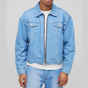 Quality Casual Embroidered Windproof Oversized Drop Shoulder Denim <b>Jeans</b> <b>Jacket</b> for Men Distressed <b>Black</b> 100% Cotton Winter - Product Image 1