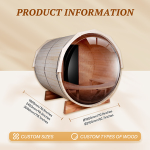 Sauna de Barril para Exteriores de Cedro Rojo Premium con Vista Panorámica y Porche Frontal, Control por WiFi con Aplicación Inteligente para el Mercado Canadiense - Product Image 3