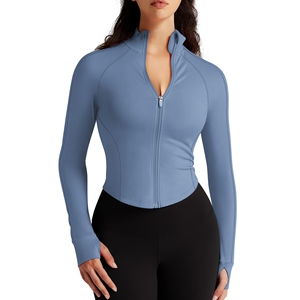 Women's <b>Yoga</b> <b>Jackets</b> Breathable Quick Dry Spandex/Nylon Front Zipper Plus Size Active Wear Workout Outdoor Sports Fitness Stand - Product Image 3