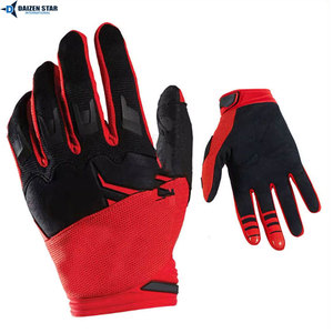 Red Black Full Finger Motocross Racing Gloves Breathable Non <b>Slip</b> <b>Nylon</b> Hook And Loop Closure Unisex Outdoor Use - Product Image 3