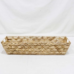 Water Hyacinth <b>Storage</b> <b>Basket</b> <b>Rectangular</b> Woven Organizer Bin with Built-in Handles for Closet Shelf Home Decor - Product Image 3