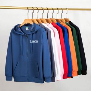 Vente en gros de sweats à capuche zippés pour hommes en coton uni, avec impression de logo personnalisé, épais, style streetwear et coupe oversize - Product Image 1