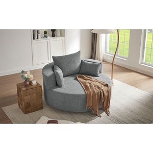 Poltrona Girevole a 360 Gradi con 3 Cuscini Rimovibili, Sedia Rotonda per Soggiorno, Camera da Letto, Ufficio - Product Image 4