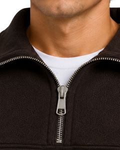 Dark Brown <b>Men</b> Oversized Quarter Zip Sweatshirt <b>Pullover</b> Fleece Long Sleeve Casual Streetwear Sweater Custom Heavy Cotton Top - Product Image 6