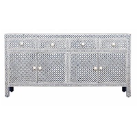 Incrustation d'os géométrique gris foncé de haute qualité 6 tiroirs et 2 portes commode buffet d'incrustation d'os buffet d'incrustation d'os