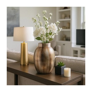 Contemporary <b>Bronze</b> Tabletop <b>Vase</b> Handmade Decorative Centerpiece For Modern Home Decor - Product Image 6