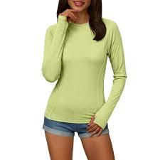 เสื้อยืดคอกลมทรงเข้ารูป Clean Look สำหรับผู้หญิง แขนยาวแบบมีรูสำหรับนิ้วโป้ง เสื้อกีฬา โพลีเอสเตอร์ ระบายอากาศได้ดี เป็นมิตรกับสิ่งแวดล้อม เสื้อยืดฤดูร้อน - Product Image 1