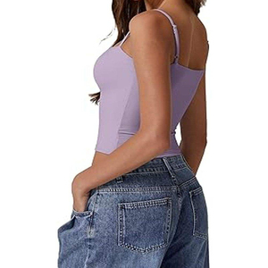 Custom Pure Nylon <b>Cropped</b> Tank <b>Top</b> Women's Slim Inside Wash Tank <b>Top</b> Women Elastic Short Sleeveless Tank <b>Top</b> - Product Image 2