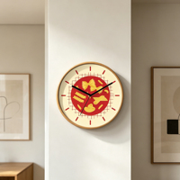 Horloge murale analogique silencieuse à quartz de 12 pouces, thème pâtes, grain de bois clair, style nordique chaleureux, pour cuisine, salle à manger, café