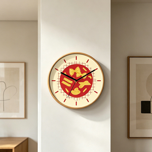 12 Inch Pasta Theme Light Wood Grain Silent Quartz Analog <b>Wall</b> <b>Clock</b> Nordic Warm Style <b>Kitchen</b> Dining Room Cafe Decor - Product Image 3
