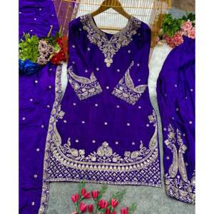 Ensemble haut, bas et dupatta pour femmes, vêtements de soirée de créateur - Product Image 4