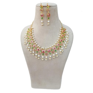 Gold Plated <b>Ruby</b> Bridal Wedding <b>Necklace</b> Set South Indian Traditional Vintage Ethnic Statement IGI Certified Jewelry - Product Image 3