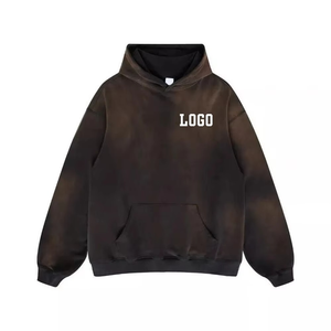 Best-selling Pure Cotton High-quality All-in-one Hoodie Custom Streetwear Hoodie Custom Distressed Hoodie <b>Sun</b> Faded Hoodie - Product Image 2