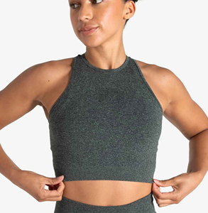 Venta al por mayor OEM: Tops de gimnasio tipo racerback, ropa de entrenamiento, tops de tirantes acanalados de algodón para mujer, ropa urbana personalizada con bordado para mujer - Product Image 1