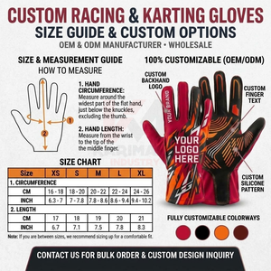 ถุงมือคาร์ทมืออาชีพพร้อมแผ่นรองฝ่ามือสำหรับนักแข่งรถบนสนาม  รับผลิตแบบ OEM และจำหน่ายสำหรับแบรนด์มอเตอร์สปอร์ต - Product Image 4