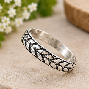 Bague feuille en argent, Bague feuille en argent sterling, Bague botanique, Bague inspirée de la nature, Bijoux bohèmes vintage - Product Image 1