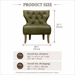 50% OFF Genuine Leather Accent Chair Premium Olive Green Lounge Chair with Solid Wood Legs Luxury Living Room Furniture - Product Image 2