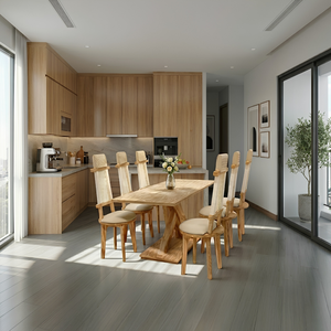 Ensemble de table à manger en bois massif moderne avec 6 chaises, meubles écologiques pour l'intérieur et l'extérieur, garantie 1 an - Product Image 2