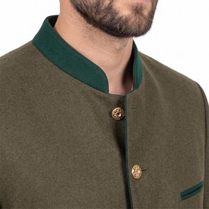 Unisex Green <b>Wool</b> Lederhosen <b>Quilted</b> Jacket Heated Breathable Winter Traditional European Clothing Regular Fit Solid Color - Product Image 6