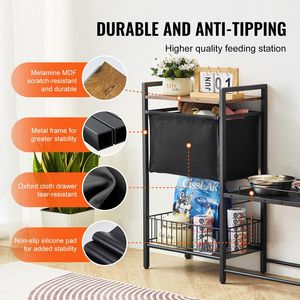 ชามอาหารสุนัขแบบยกขึ้นพร้อมที่จัดเก็บอุปกรณ์ให้อาหารสัตว์เลี้ยง - Product Image 4