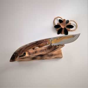 Navaja Plegable Multiusos con Hoja de Acero de 20.8cm, Punta de Gota, Perilla de Pulgar, Mango de Madera, Diseño Artístico, 0.5mm, 6.7in de Longitud Total, Afilada - Product Image 2