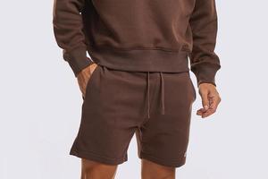 กางเกงขาสั้นจ็อกเกอร์ผ้าฝ้ายเฟรนช์เทอร์รี่เนื้อหนาแบบเรียบง่าย สไตล์สตรีทแวร์ มีเชือกผูกเอว ทรงหลวม ระบายอากาศได้ดี เหมาะสำหรับวิ่งและใส่ลำลอง - Product Image 5