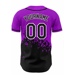 Camiseta de Béisbol Nueva Personalizada de Alta Calidad al por Mayor, Uniforme Deportivo de Poliéster en Color Morado y Negro - Product Image 5