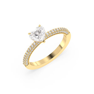 REYES Timeless 14K Solid Gold Heart Shape 1.36 Carat Lab Grown Diamond Solitaire Rings For Women Luxury Bridal Gift Fine Jewelry - Product Image 1
