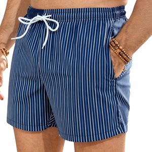 Shorts de Baño a Rayas para Hombre, Cintura Media, Secado Rápido, Transpirables, con Cordón Elástico, Ligeros, Casuales de Verano - Product Image 3