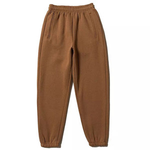 Pantalon de survêtement marron pour homme en polaire polyester/coton, taille élastique avec cordon de serrage, poches latérales, léger, respirant, décontracté, avec revers - Product Image 3
