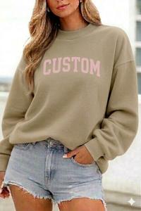 Sudadera de Mujer con Logotipo Personalizado en la Parte Delantera, Bordada, de Felpa, Cuello Alto, Manga Larga, Estilo Holgado, para Otoño - Product Image 5