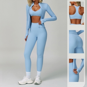 Ensemble de vêtements de yoga pour femmes personnalisés, soutien-gorge de sport, leggings, vêtements de fitness, vêtements de sport pour la salle de sport, vêtements d'entraînement - Product Image 4
