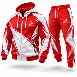 Ensemble de survêtement personnalisé par sublimation pour hommes, tenue de sport imprimée intégrale, veste et pantalon d'entraînement personnalisés pour équipe, basketball et gym - Product Image 1
