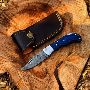 Premium Industrial Grade Damascus Steel Fixed Blade Hunting Pocket Knife Wood Handle Leather Sheath Outdoor Camping <b>Drop</b> Point - Product Image 5