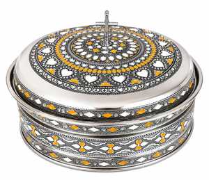 NEW DESIGNED SILVER FINISH SINGLE TRAY WITH 40 <b>CUPS</b> <b>COMMUNION</b> SET WITH BOTTOM RING - Product Image 1