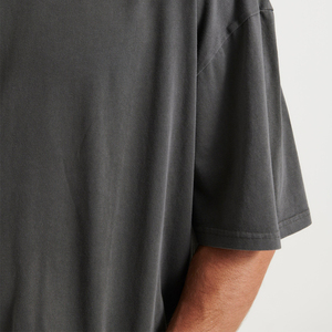 Custom Washed Charcoal Oversized T Shirt Men <b>Vintage</b> Heavyweight 100% Cotton Breathable Drop Shoulder Regular Fit Streetwear <b>Tee</b> - Product Image 5