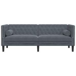 Sofá Chesterfield de 3 plazas de terciopelo gris oscuro con refuerzos para sala de estar - Product Image 4