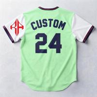 Vente flash - Maillot de baseball à manches courtes avec fermeture à boutons et impression sublimée pour homme, 100% polyester, RIVIAN ATLANTIC