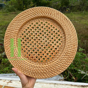 Platos de Mimbre Redondos Ecológicos Más Vendidos, Salvamanteles de Mimbre Estilo Boho, Salvamanteles Tejidos para Decoración de Mesa de HNH CRAFT - Product Image 1