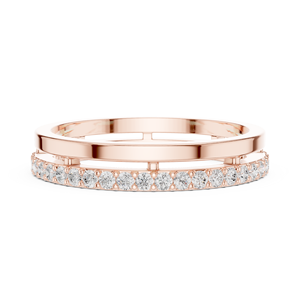 Luxury Rose Gold Plated Eternity Band Ring with Round Cut Crystal <b>Stones</b> Minimalist Stackable Fashion Jewelry - Product Image 2