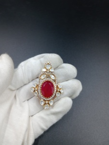 Bijoux Amaira, pendentif vintage plaqué or argent, design classique, cristal rouge, strass, fleur, bijoux de mariage pour femmes, mode - Product Image 2