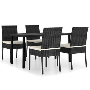 Conjunto de Comedor Rectangular Negro Resistente para Patio, Muebles de Ratán Sintético - Product Image 2