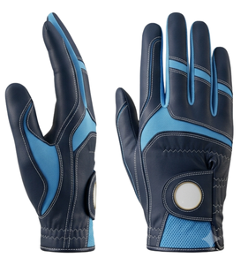 Wholesale custom logo Premium PU Leather Golf Glove Right Hand Non-Slip <b>Hook</b> And Loop Closure Unisex Sports Blue and Navy Design - Product Image 3
