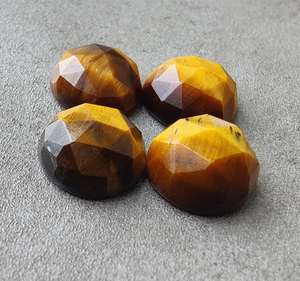 Piedra Preciosa Suelta de Ojo de Tigre Natural, Corte Redondo, Fondo Plano, Calibrada para Joyería - Product Image 3