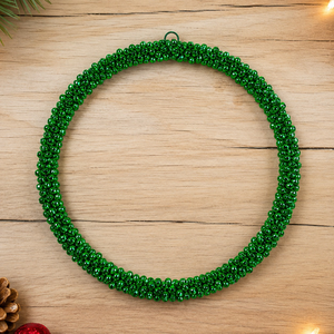Set of 4 Metal Ghungroo Christmas Hanging Ornaments | Green Circle Shape Xmas Festival Decor for Tree Home Party Decoration - Product Image 3