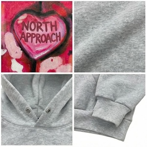 Sudadera con capucha extragrande unisex gris con estampado de labios rojos y lengua en forma de corazón, ropa informal de otoño - Product Image 4