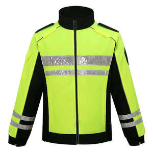 เสื้อแจ็คเก็ตนิรภัยแบบมองเห็นได้ชัดเจนสำหรับผู้ชาย สีเหลือง มีแถบสะท้อนแสง ผลิตจากโพลีเอสเตอร์ ชุดทำงานแบบมีมาตรฐานระดับ 2 เสื้อโค้ทกันน้ำบุขนแกะ - Product Image 6