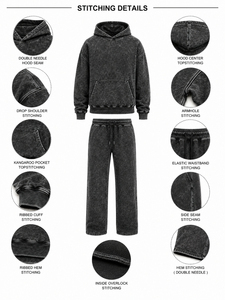 Ensemble de survêtement unisexe ample en molleton 100 % coton, style vintage délavé à l'acide, avec sweat à capuche et pantalon évasé, personnalisable avec logo - Product Image 5